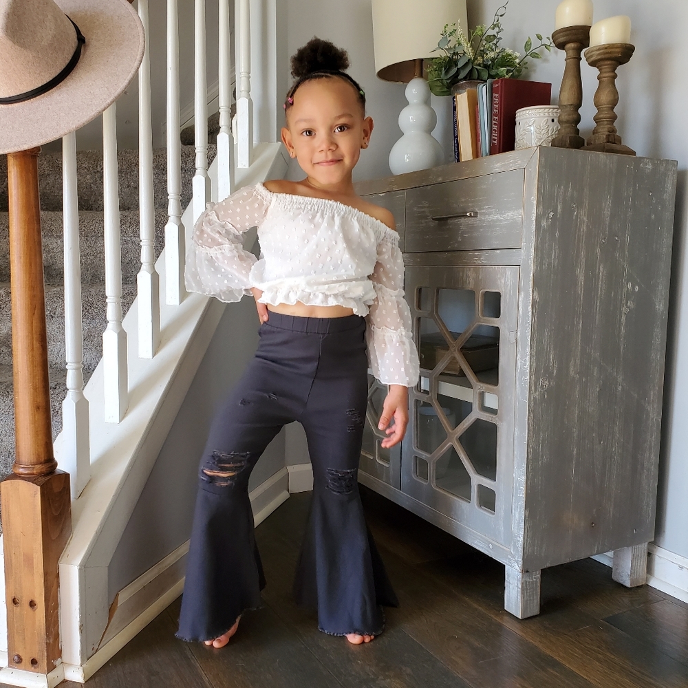 Bella Pleated Denim Bell Bottoms